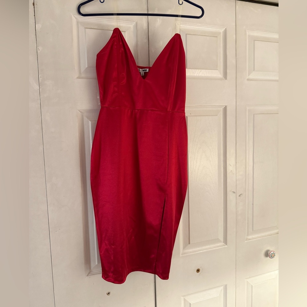 NWT - FashionNova Red V-Neck Dress